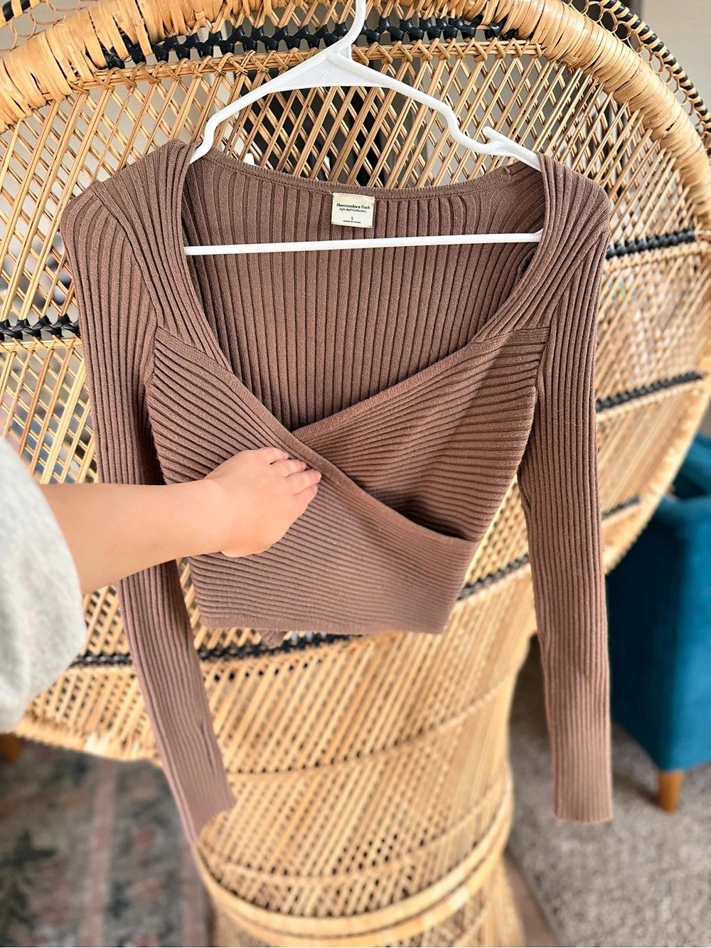 Abercrombie & Fitch Soft AAF Collection Wrap Top Brown Crop Top